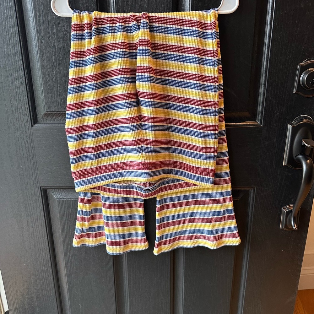 Striped Knit Shorts with Multicolor Design
